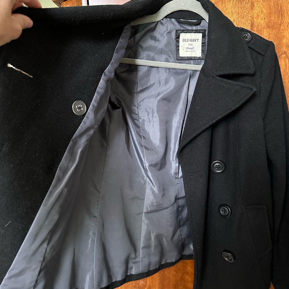 Old Navy wool double breasted black pea coat - Picture 5 of 7